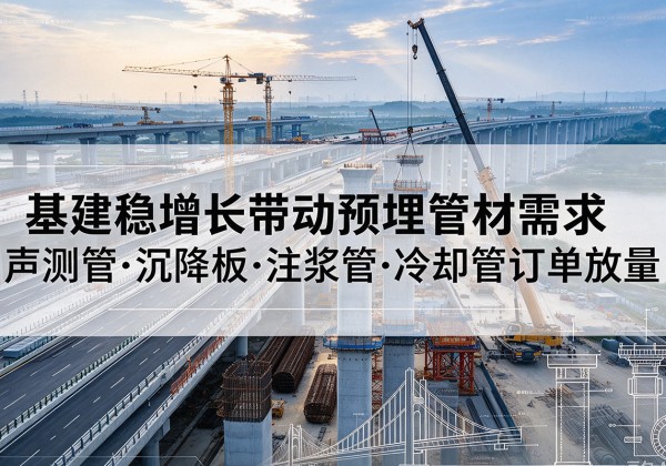 昆玉基建稳增长带动预埋监测管材需求，声测管、沉降板、注浆管订单持续放量
